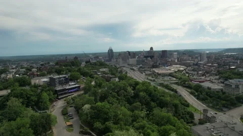 Drone Cincinnati Ohio Skyline Stock Footage 194722502