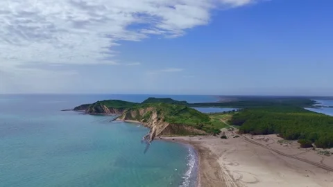 Drone Cinematic of Wild Beach and Turquoise Coast Stock Footage 335631255