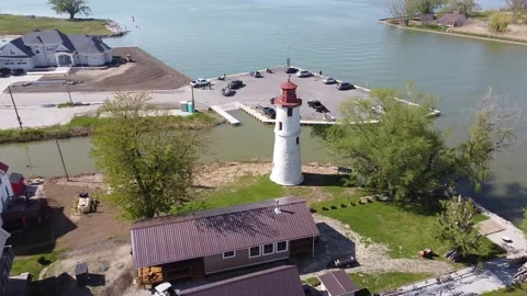 Drone Circle Around Lighthouse Stock Footage 167802160