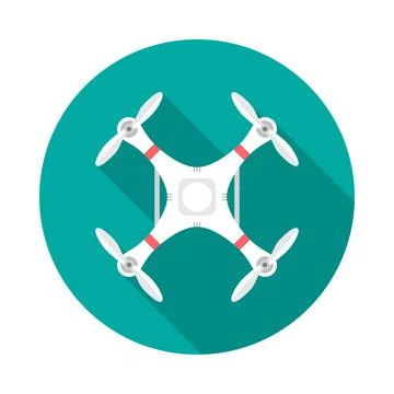 Drone circle icon with long shadow. Flat design style. Stock Illustration