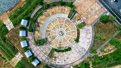 Drone in a circle rotation of the pyrode object from top to bottom Stock-Footage 237754053