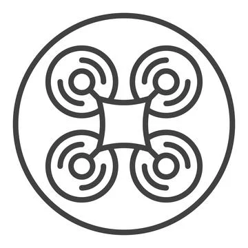 Drone in Circle vector Quadcopter concept line icon or sign Stock Illustration