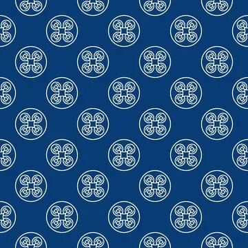 Drone in Circle vector Quadcopter concept thin line seamless pattern Stock Illustration