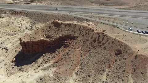 Drone circles desert cliff with a view Stock Footage 75044561