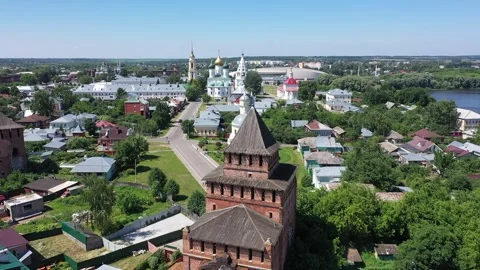 Drone circling above Orthodox complex Kolomna Stock-Footage 327403790