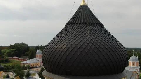 Drone circling close to monastery dome Vidéo 325626693