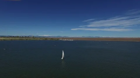 Drone circling a sailboat Stock Footage 77333642