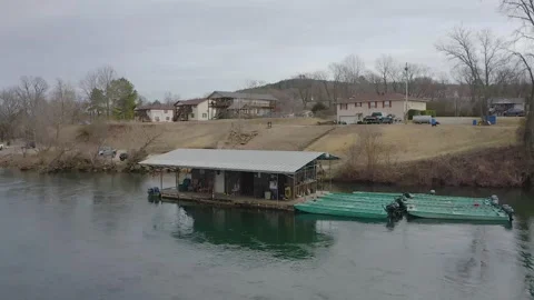 Drone Circling a Trout Dock Stock Footage 172831038