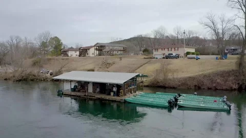 Drone Circling a Trout Dock Stock Footage 172831067