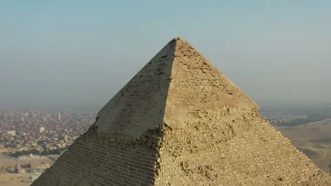 Drone circular rings around the top of Khafre Pyramid, Giza Pyramids Egypt 動画素材 150468851
