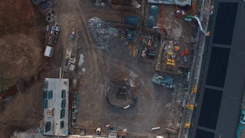 Drone city flight building site Video stock 104666288