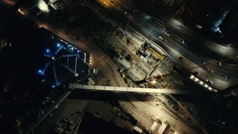 Drone city flight building site Stock Footage 104713166