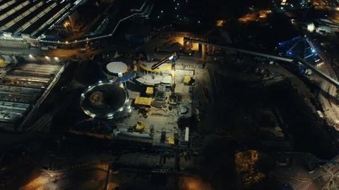 Drone city flight building site Stock Footage 105077400