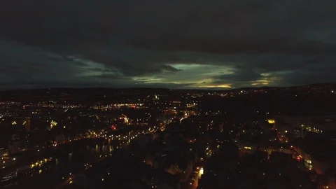 Drone city flight through the night Video stock 104623846