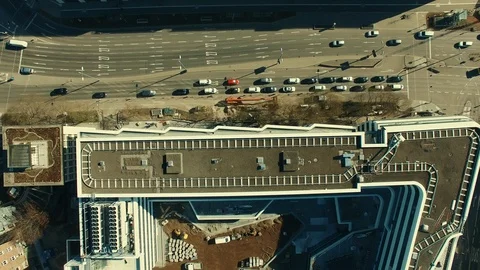 Drone city flight with traffic Stock Footage 104731684