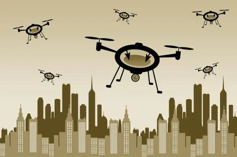 Drone city Stock Illustration