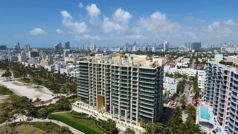 Drone City of Miami Aerial Views Stock Footage