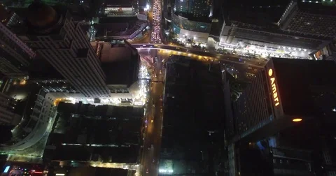 Drone Cityscape Night Traffic Down View 스톡 동영상 73510139