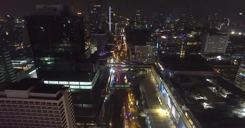 Drone Cityscape Pathum Wan Junction Vídeo Stock 73510625