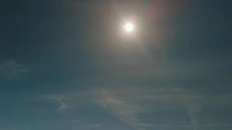 Drone in Clear Sky 2024 Total Solar Eclipse Timelapse from Totality Stock Footage 271315657