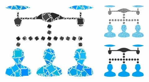 Drone clients connection Mosaic Icon of Joggly Parts Illustrazione stock