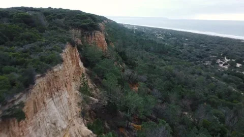 Drone Cliff Fly Over in Costa da Caparica, Portugal Stock Footage 145938140