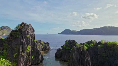 Drone Of Cliffs And Sea From Hidden Beach Stock Footage 193964571