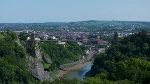 Drone Clifton Suspension Bridge Pull Back Stock Footage 242620576
