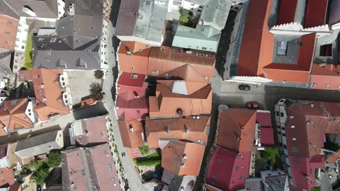 Drone climbing camera straight down over Tábor Stock Footage 159631808