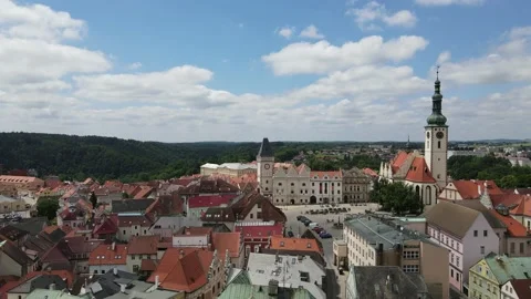 Drone climbing over Tábor Stock Footage 159631513