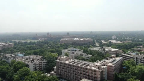 Drone clip of Parliament House , Rashtrapati Bhawan , New Delhi , India Stock Footage