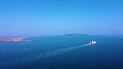 Drone clip of Poolbeg Lighthouse and Dublin Bay Stock Footage 272608314