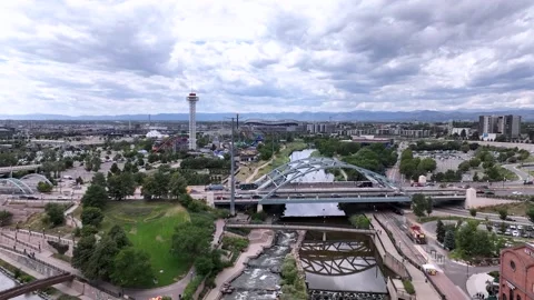 Drone clips of South Platte River in Downtown Denver Stock Footage 247783864