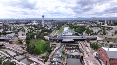 Drone clips of South Platte River in Downtown Denver Stock Footage 247783869