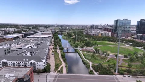 Drone clips of South Platte River in Downtown Denver Stock Footage 247783928