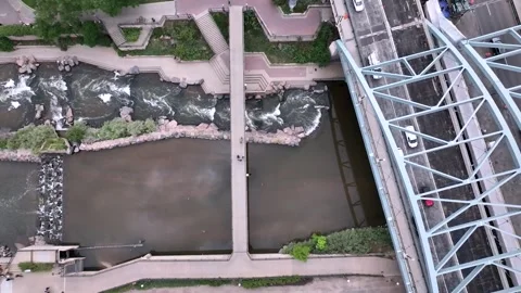 Drone clips of South Platte River in Downtown Denver Stock Footage 247783936