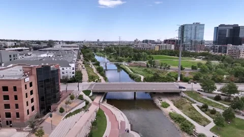 Drone clips of South Platte River in Downtown Denver Stock Footage 247783941