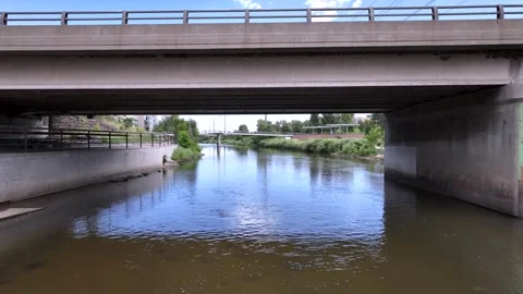Drone clips of South Platte River in Downtown Denver Stock Footage 247783966