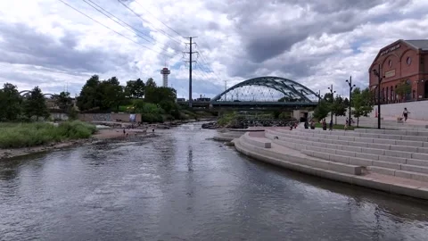 Drone clips of South Platte River in Downtown Denver Stock Footage 247783980