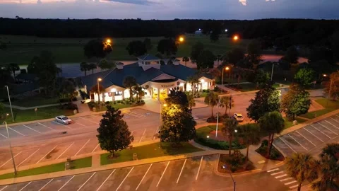 Drone clockwise orbit over Official Florida Welcome Center Campbellton Florida Stock Footage 328290373