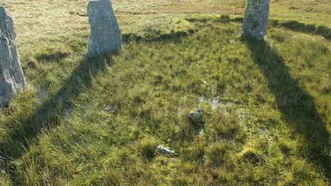 Drone Close up Callanish 4 Stone Circle, Isle of Lewis, Scotland  4K Video stock 152867690