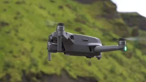 Drone Close Up Hovering In The Air In Nature Outdoors Green Mountain Stock Footage 258486808