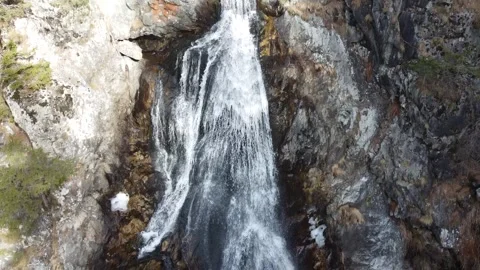 Drone Close To Waterfall Descending Cinematic Nature Stock Footage 331661064
