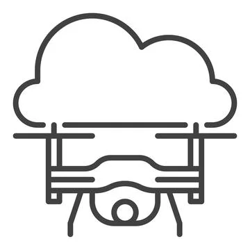 Drone in Cloud vector Quadcopter in Sky concept outline icon イラスト素材