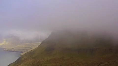 Drone Of Clouds Moving Over Mountains Stock Footage 134281315