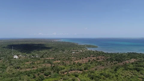 Drone Coastal panning view of Timor Sea Kupang Stock Footage 89866377