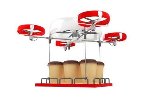 Drone with coffee cups Stock Illustration