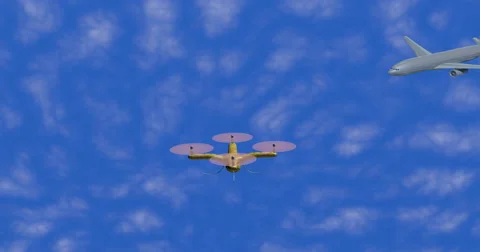 Drone collides with airplane and explodes Stock-Footage 63082770