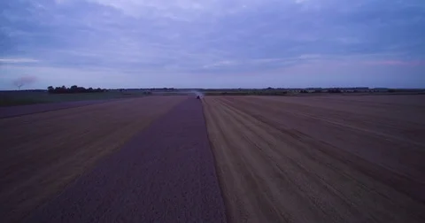 Drone combine harvesting Stock Footage 83144073