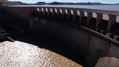 Drone-Coming Over Dam Wall Stock Footage 158994655